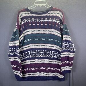 Vintage 90s Paris Sport Club Worldwide Multicolor Knit Sweater Unisex‎ Size M